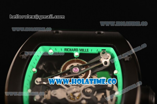Richard Mille RM 038 Asia Automatic PVD Case with Skeleton Dial and Green Rubber Strap - Click Image to Close